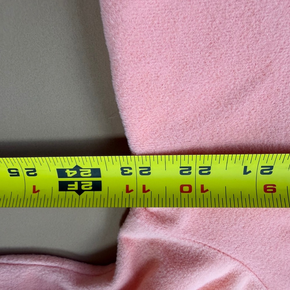Vintage Peach Pink Fleece Ruffle Collar Button Maxi Robe Nightgown Loungewear - Picture 10 of 10